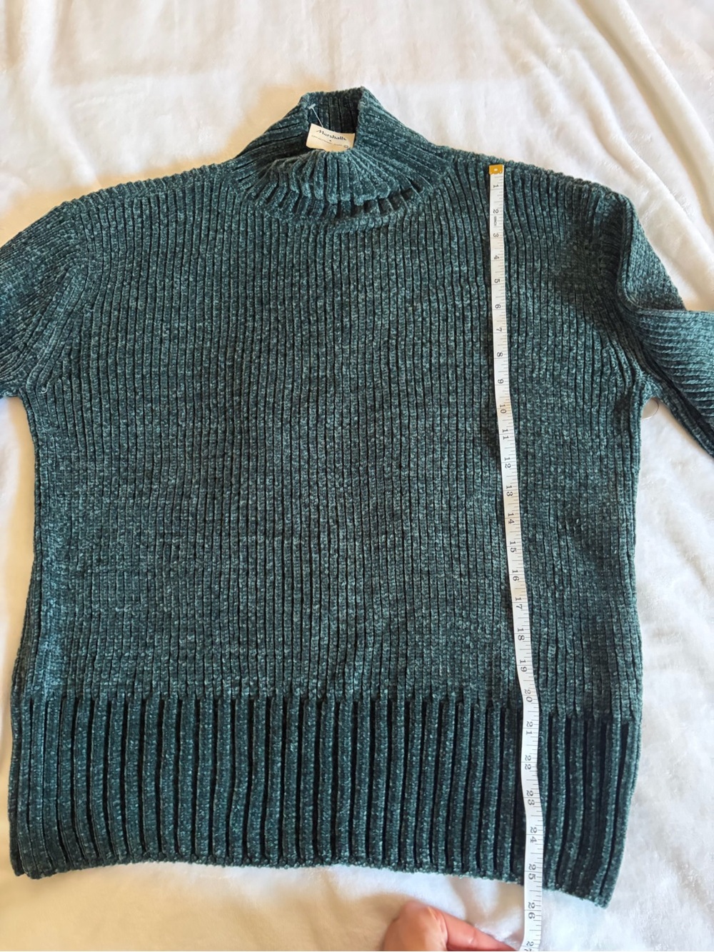 Cynthia Rowley Teal Ribbed Turtleneck Sweater - Picture 2 of 6